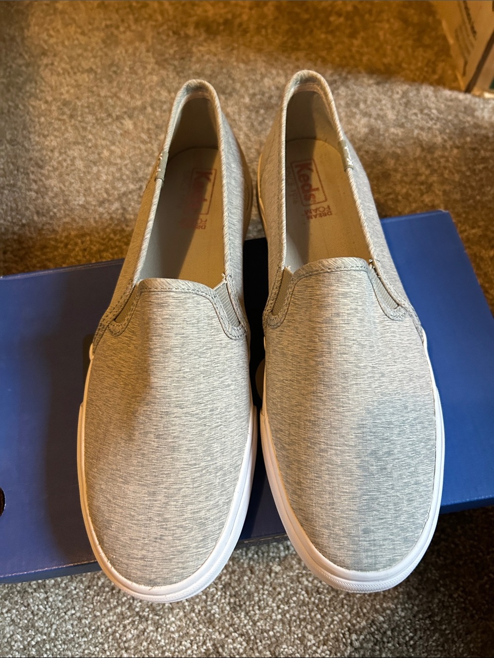 Keds Men's Slip-On Loafers in Heather Gray and White